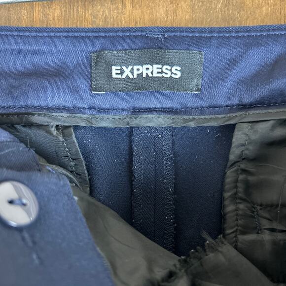 Express Womens Pants Blue Black Columnist Ankle Mid Rise Career Stretch 10 Long - Picture 4 of 13